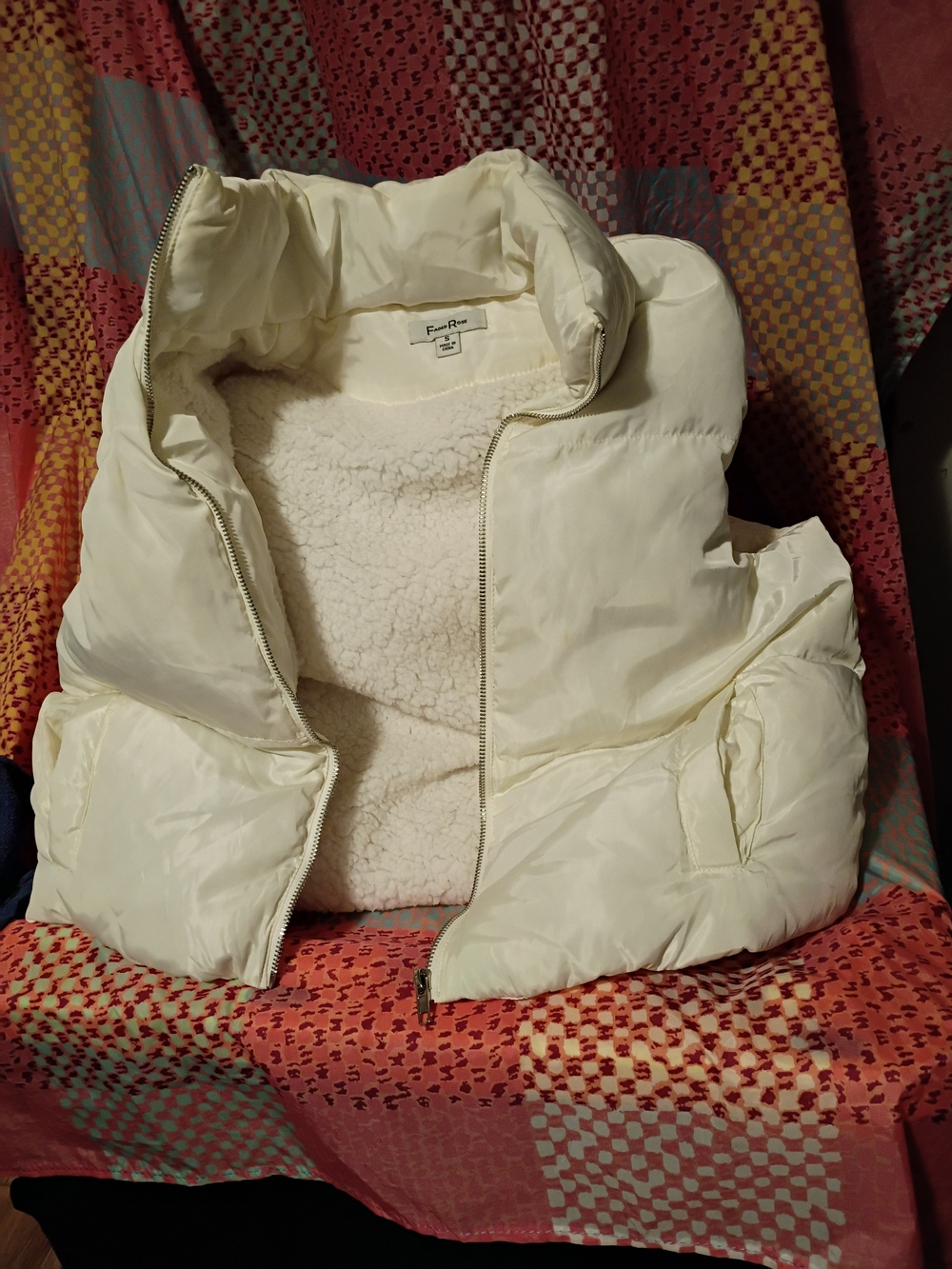 Faux-Sherpa Lined Cream Puffer Vest by Free People